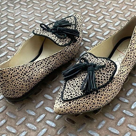 Sole Society Flat Loafer Shoes HADLEE Tassel Leather/Textile Size 38.5 - Picture 3 of 9